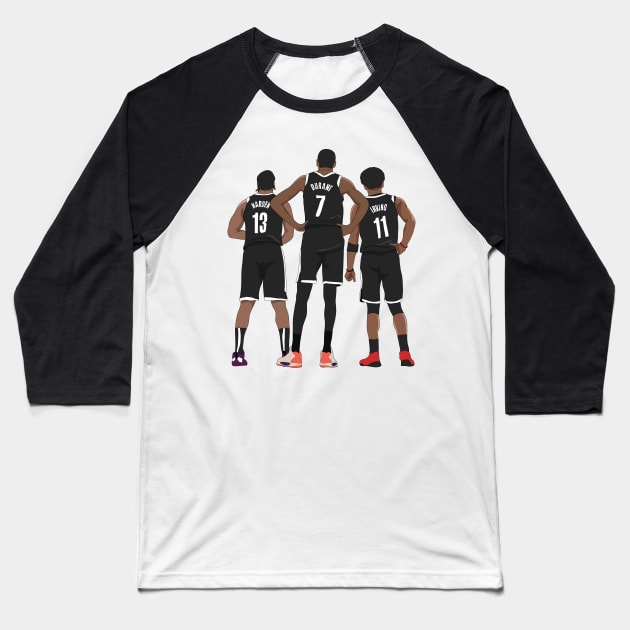 Kevin Durant/Kyrie Irving/James Harden Brooklyn Nets Baseball T-Shirt by xavierjfong